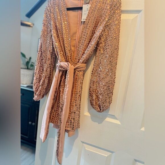 ASOS Women's Gold Sequin Wrap Front Romper Size 4 Party/Cocktail - Picture 4 of 7